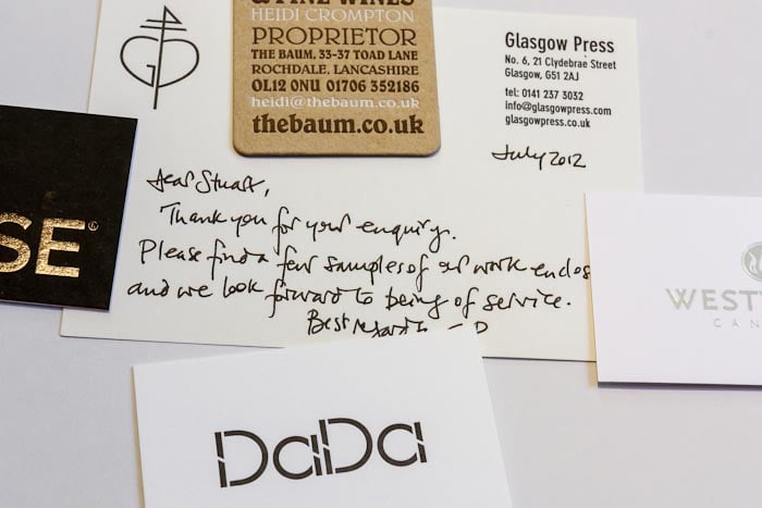 Glasgow Press Letterprint Business Cards