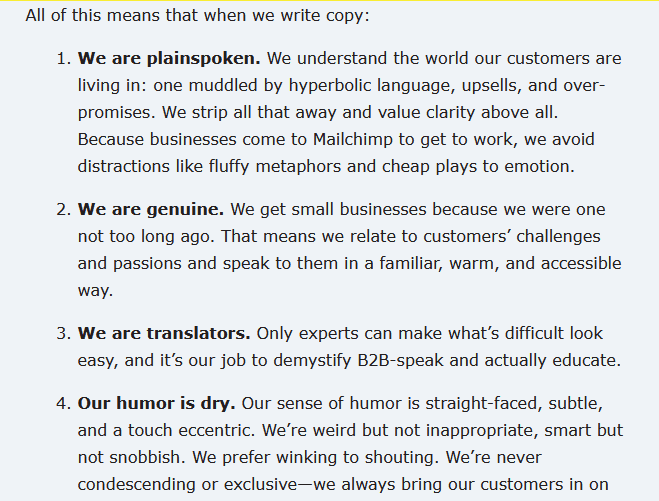 Social Media Content Marketing Mailchimp Brand Tone Of Voice