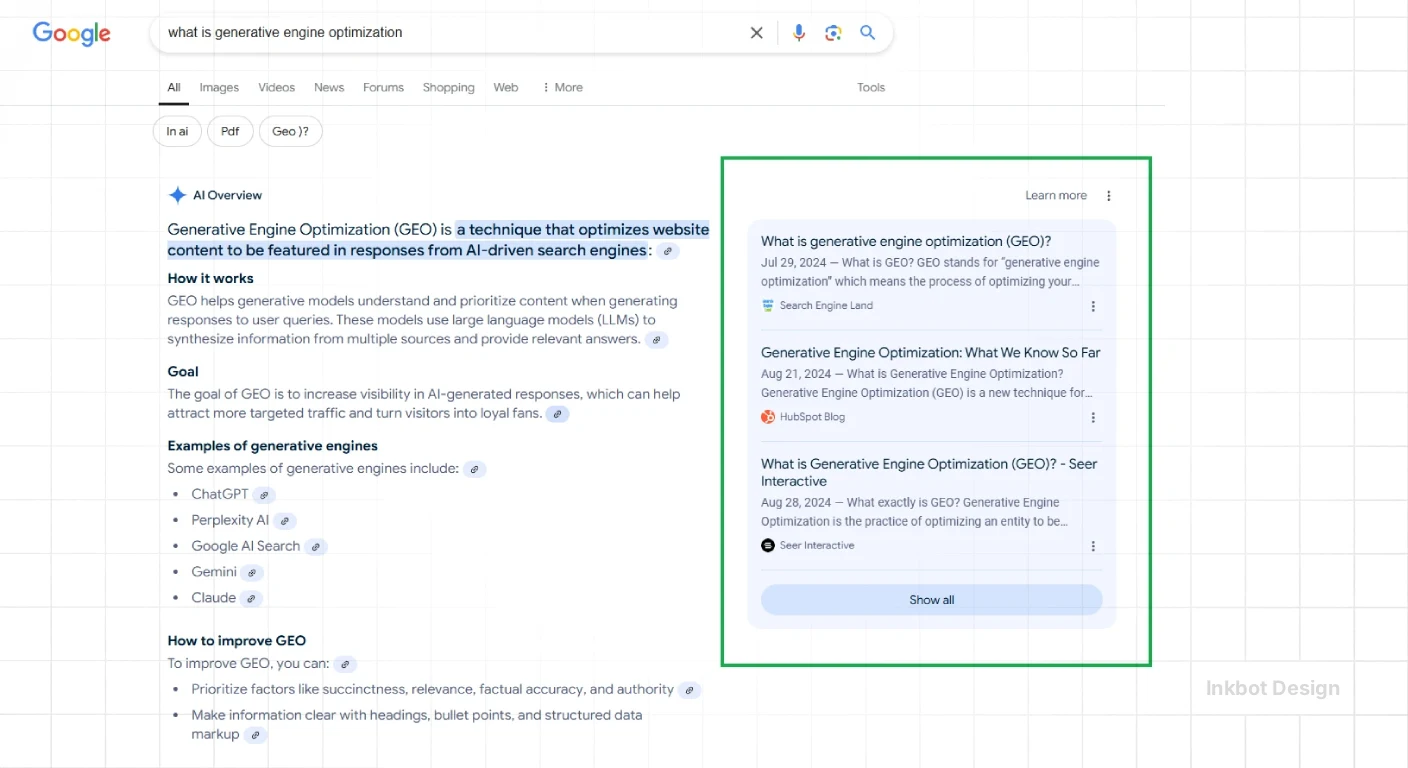 Google Generative Engine Optimisation Citation