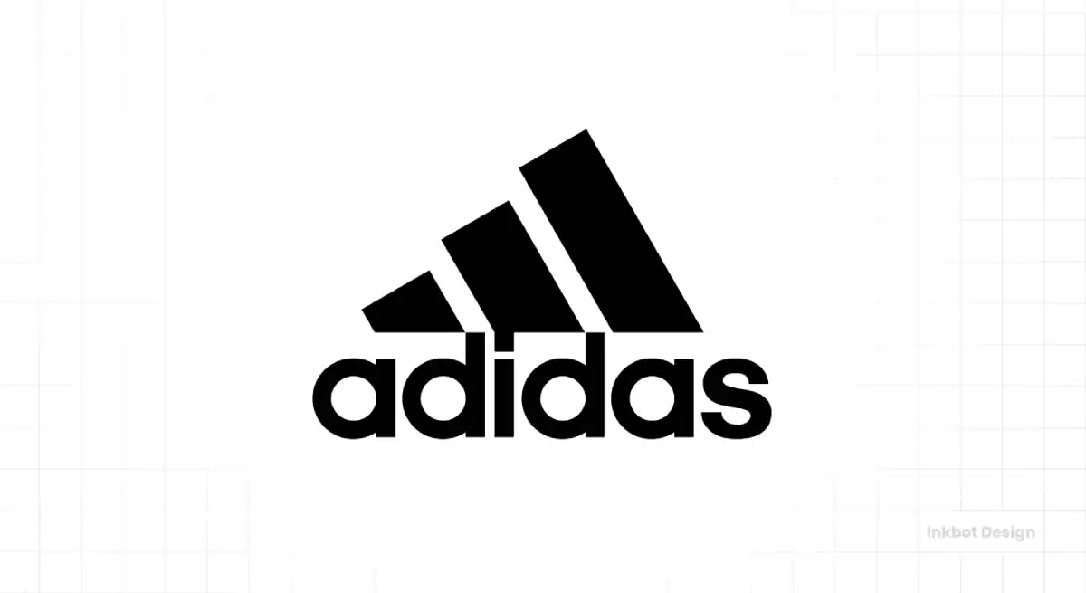 Adidas logo with bold black three-stripe mountain emblem and adidas wordmark.