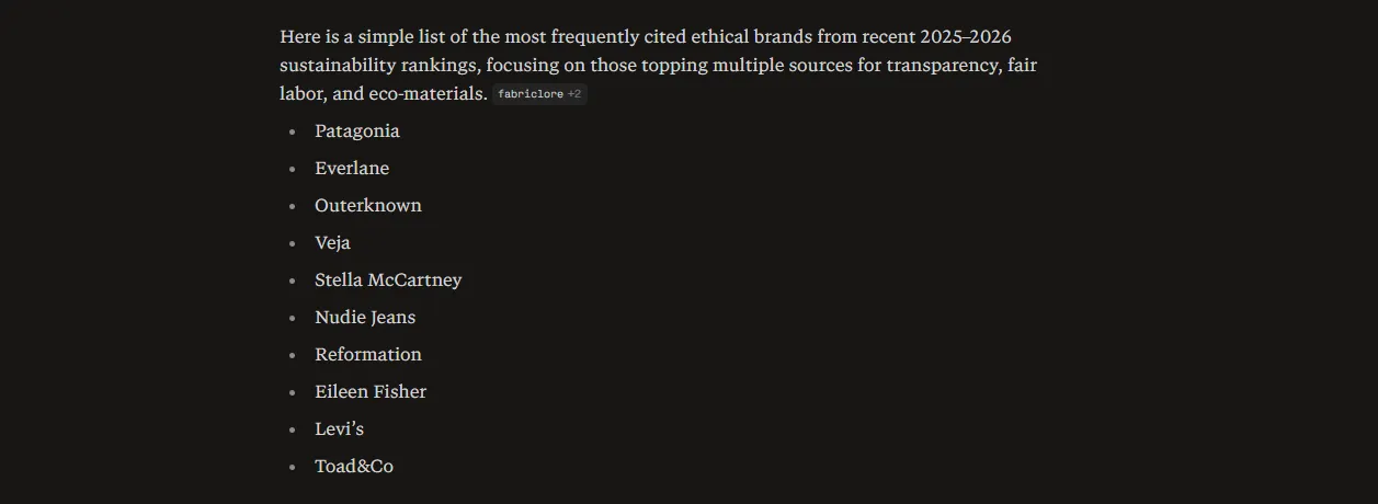 AI Cited Most Ethical Brands 2026