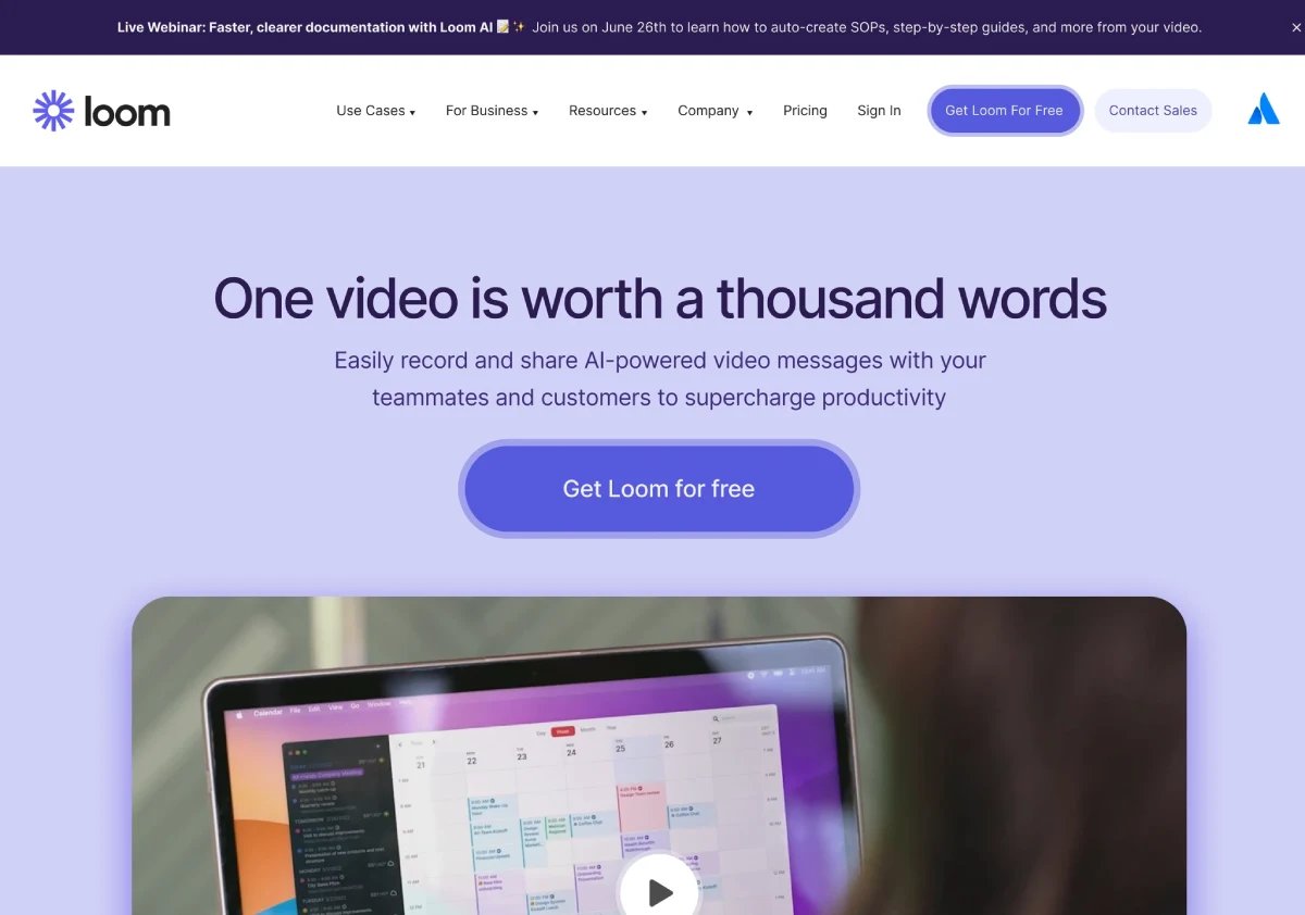Video Centric Landing Page Loom - Web & Product Design