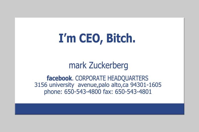 Mark Zuckerberg S Famous Business Cards Inkbot Design Mark Zuckerberg Famous Business Cards