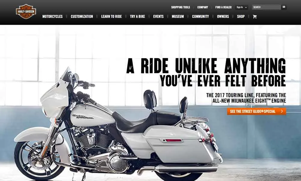 Harley Davidson Website Design