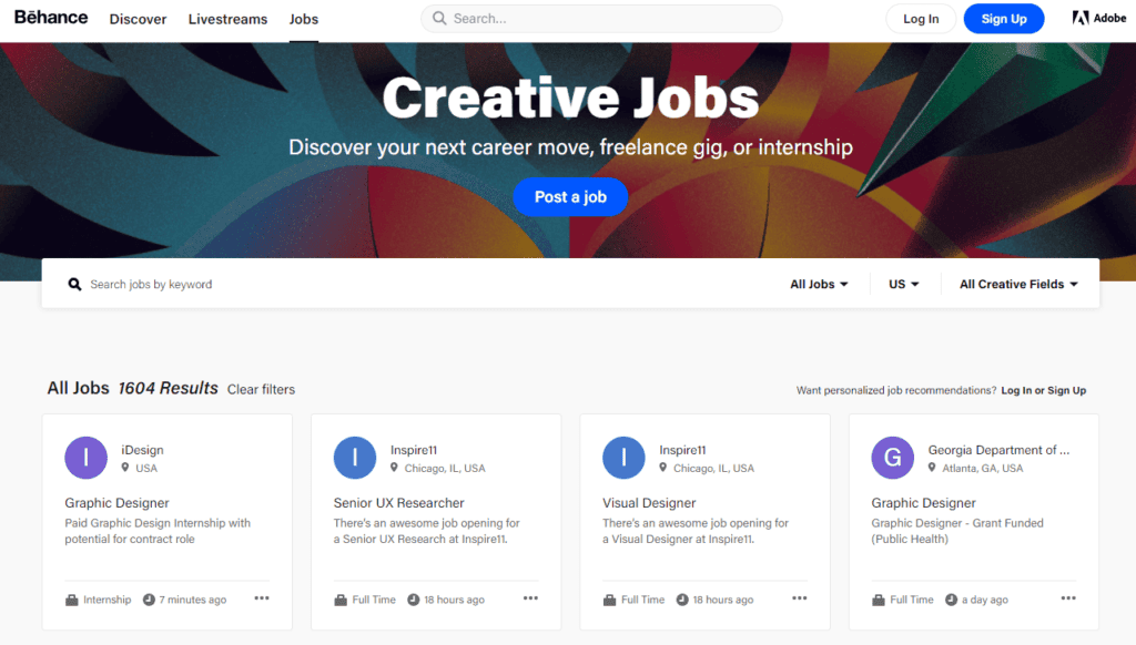 Creative Jobs On Behance
