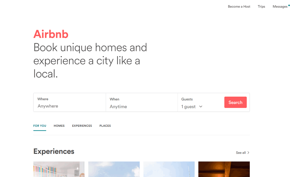 Minimal Web Design Airbnb