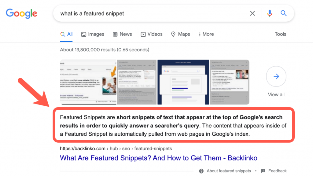 What Is A Featured Snippet Query Bolding Example