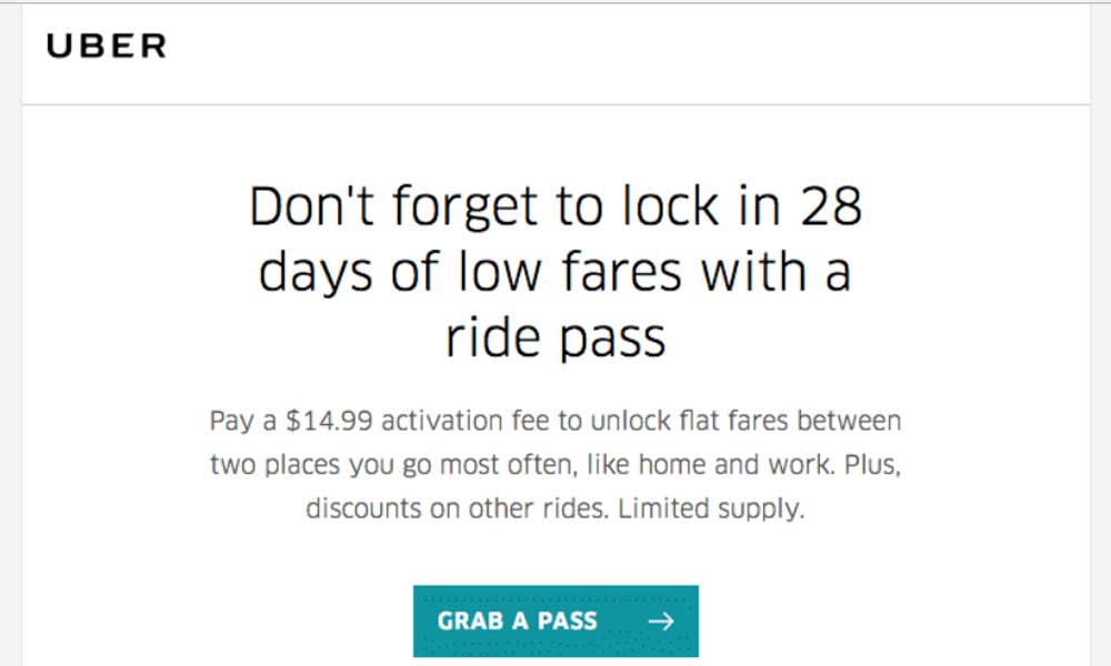 Uber Email Marketing Campaign Example