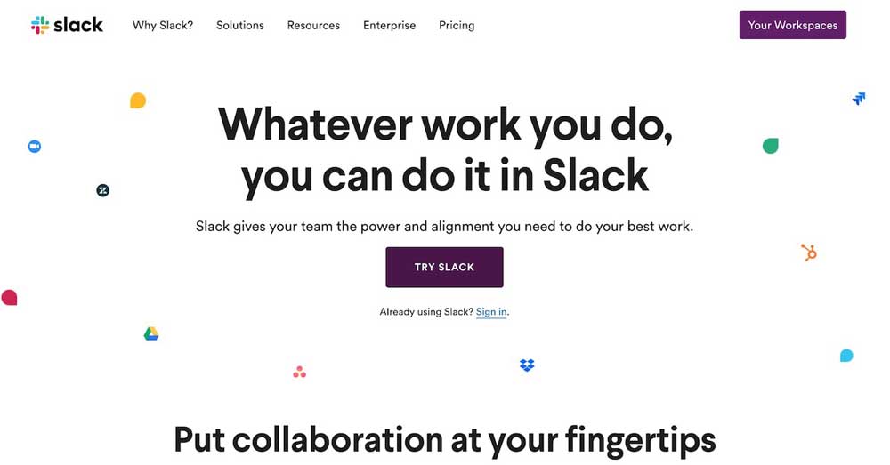 Slack Landing Page Design