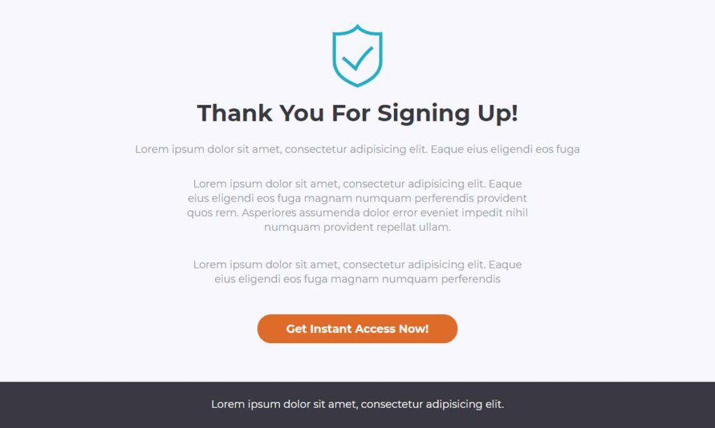 Landing Page Thank You Signing Up