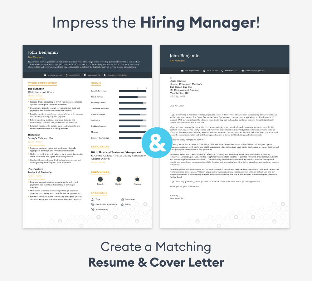 Matching Resume And Cover Letter