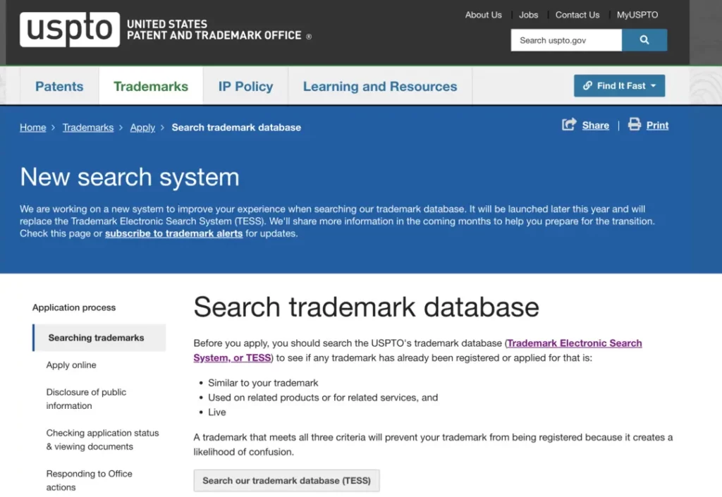 Trademark and shop copyright search