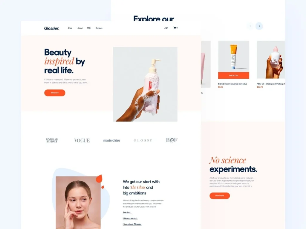 Glossier Landing Page Examples