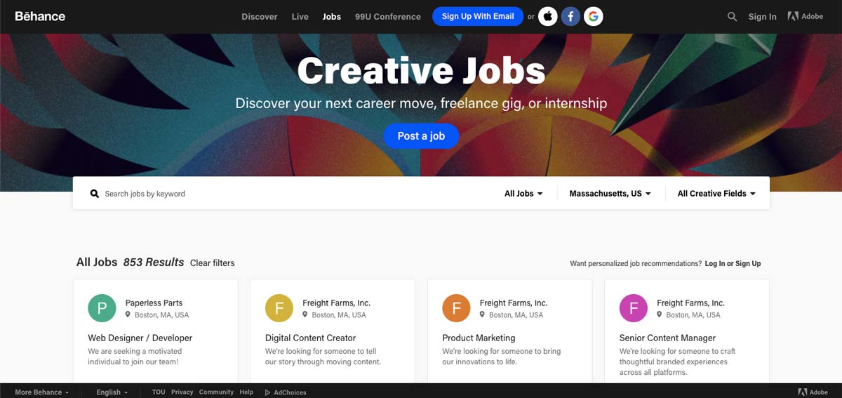 Behance Jobs For Graphic Designers 