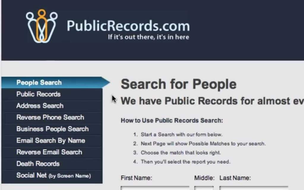 Public Records Online Website
