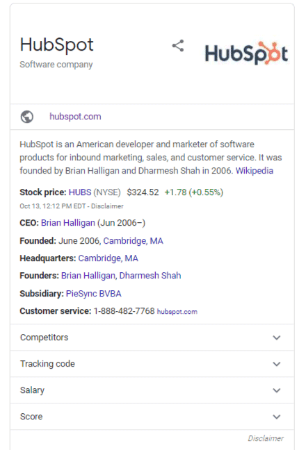 Hubspot Google Search