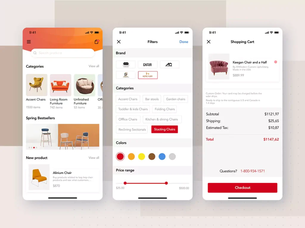 Mobile Shopping Screen Examples