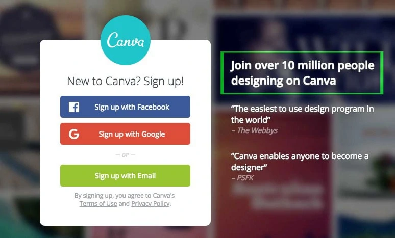 Canva Social Proof On Home Page