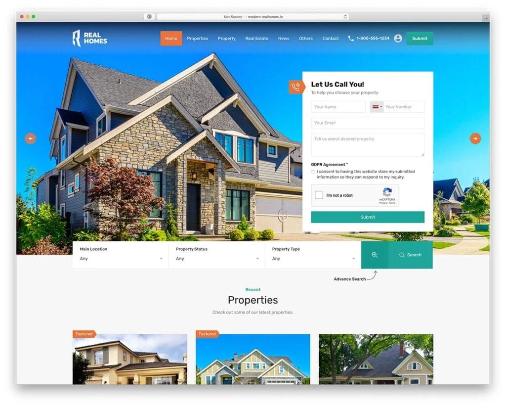 Realhomes Real Estate Wordpress Website Design