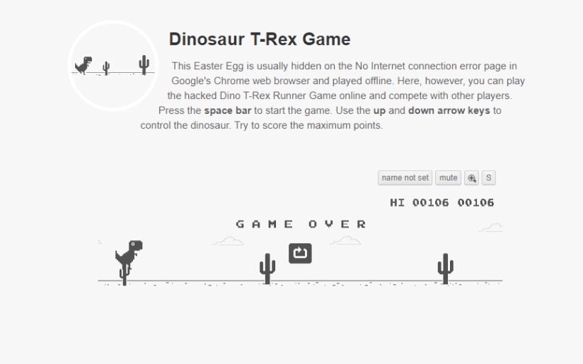 Google Dinosaur T Rex Game