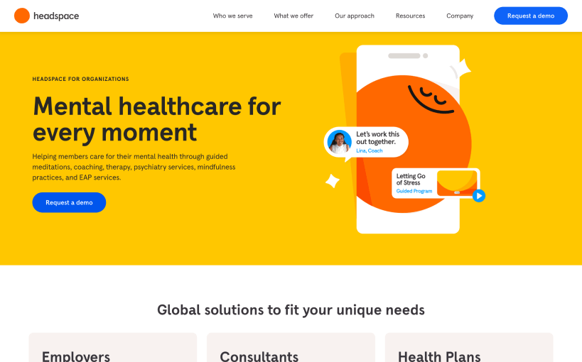 Headspace Web Design Example