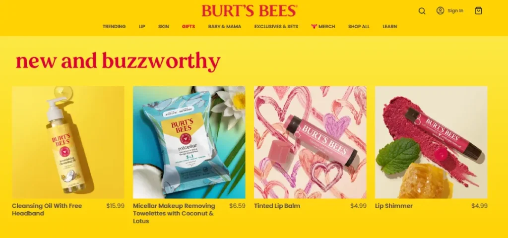 Burts Bees Company Website Design