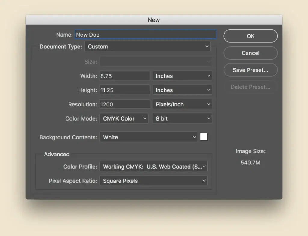 Photoshop Resolution Settings