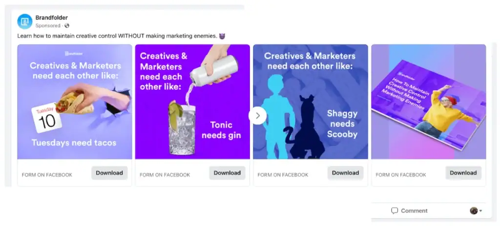 Facebook Carousel Ad Example