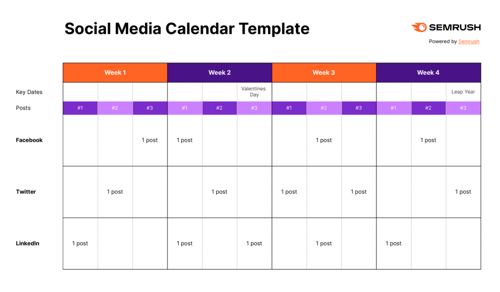 Social Media Calendar Template