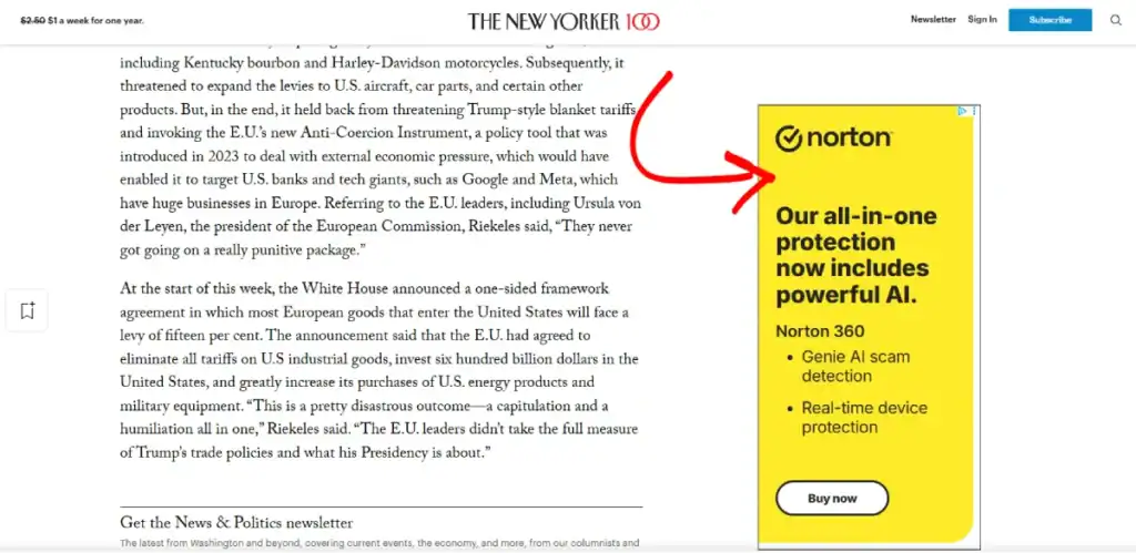 Programmatic Ads Example On The New Yorker
