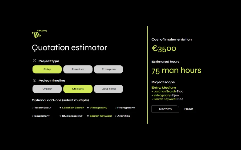 Interactive Content Calculator Example