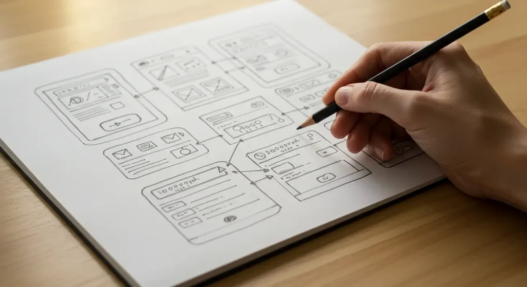 App Prototype Design On A Sketchpad