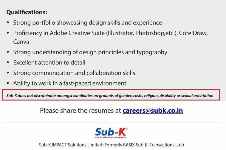 Qualifications Job Advert