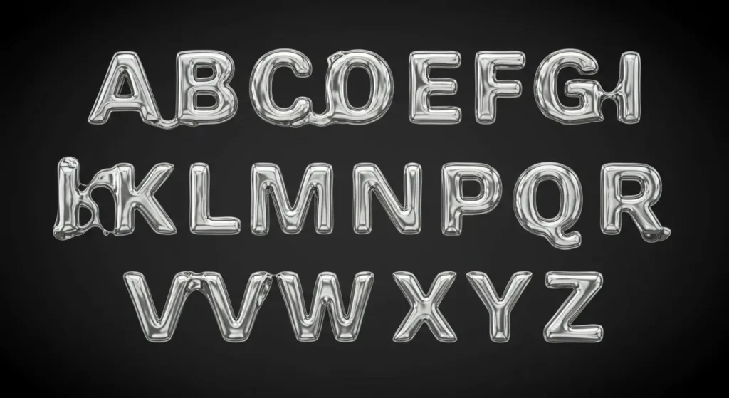 Typeface Made Of Liquid Chrome