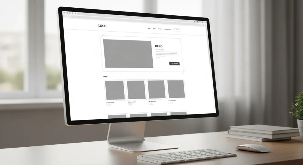 Wireframe In Web Design On Screen