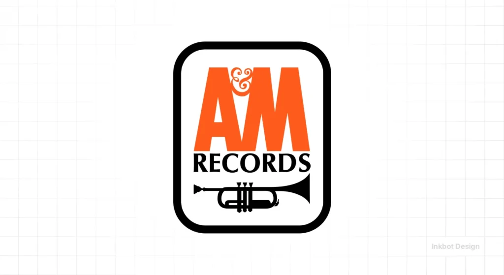 Am Records Logo: Orange Am Letters, Black Records Text, And A Black Trumpet Silhouette Inside A Rounded-Square Frame.