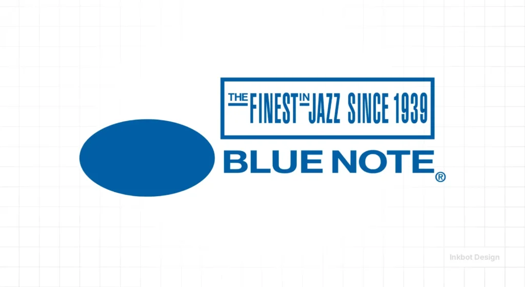 Blue Note Logo With A Large Blue Oval And Text The Finest Jazz Since 1939 In A Blue Frame Above Blue Note.