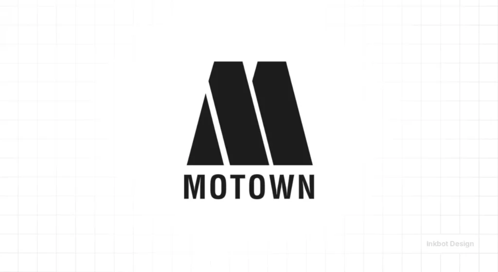 Motown Logo With Three Tall Black Bars Forming An M And The Word Motown Beneath.