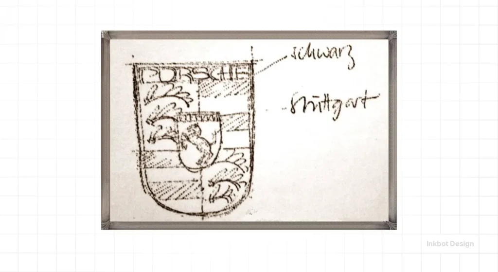 First Porsche Logo Sketch Napkin 1952 - Logo Design