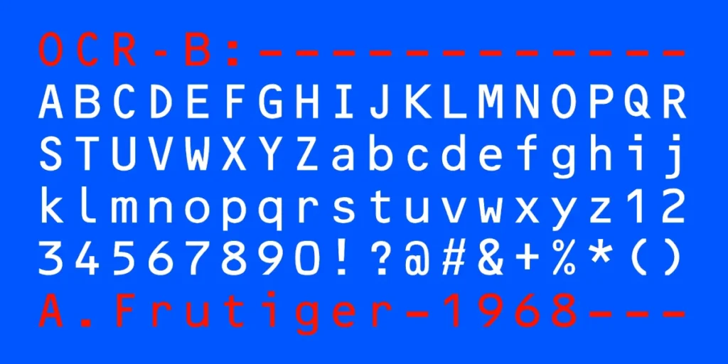 Adrian Frutiger Ocr B Font Adrian Frutiger