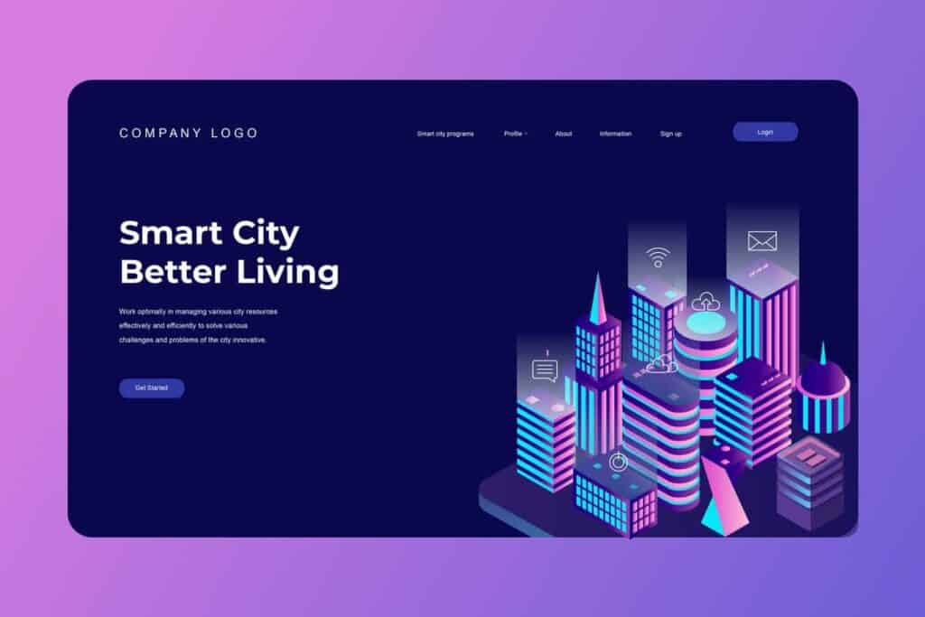 Isometric Landing Pages Modern Smart City