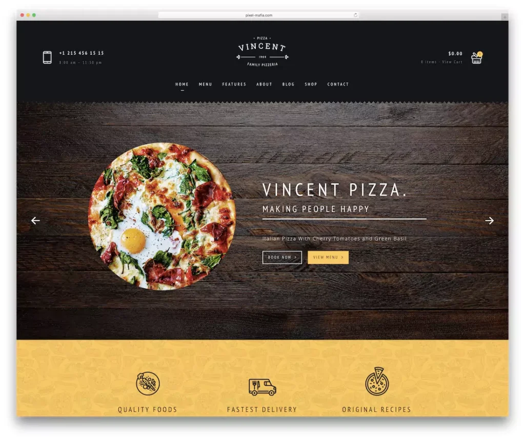 Pizza Restaurant Web Design Example