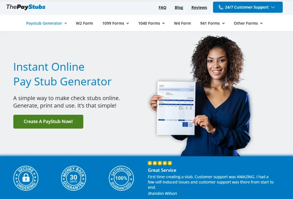 Instant Online Pay Stub Generator