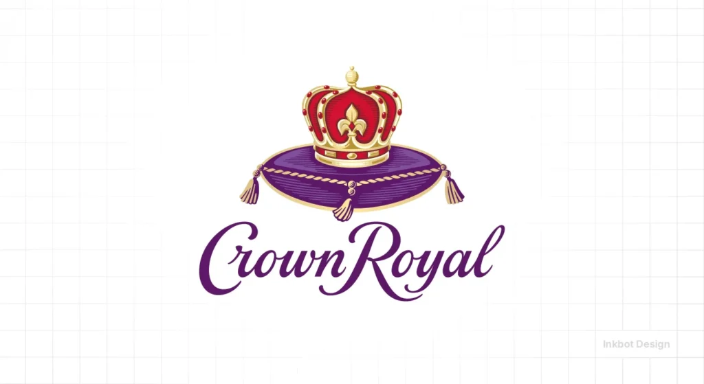 Crown Royal Logo With A Gold Crown On A Purple Cushion And Crown Royal Script In Purple.